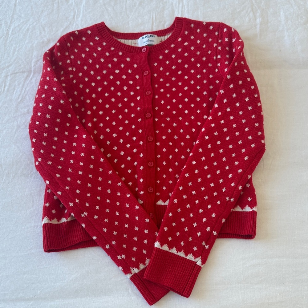 Chinti & Parker Red and White Patterned Cardigan